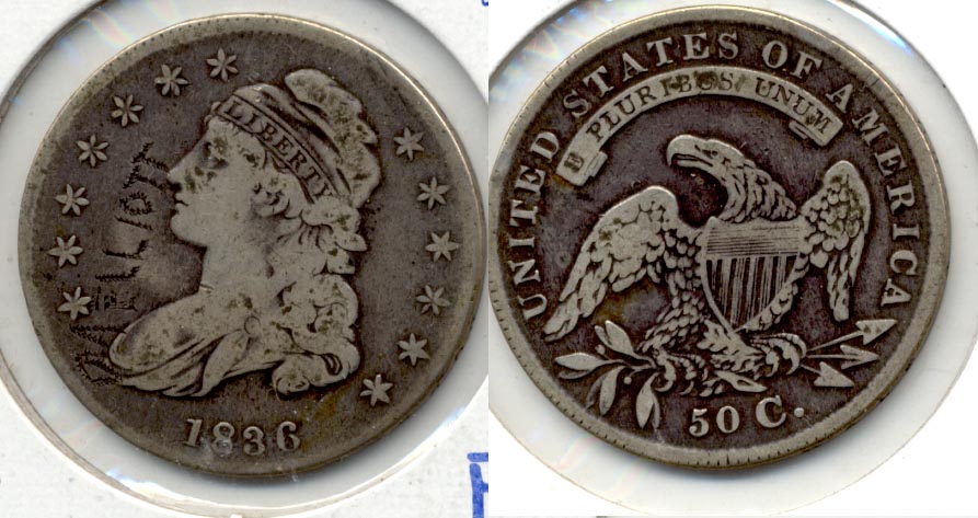 1836 Capped Bust Half Dollar Fine-12 Graffiti