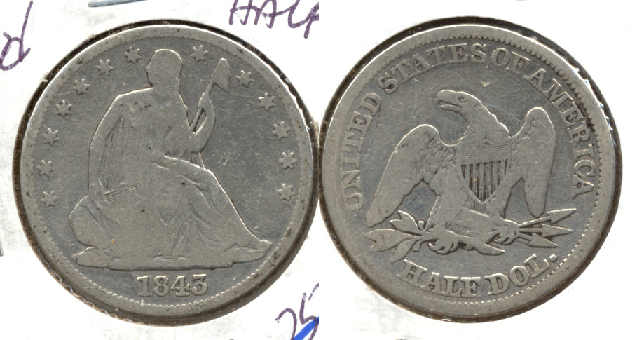 1843 Seated Liberty Half Dollar Good-4