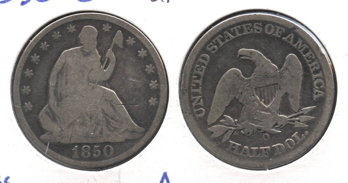 1850-O Seated Liberty Half Dollar Good-4 Obverse Scratch