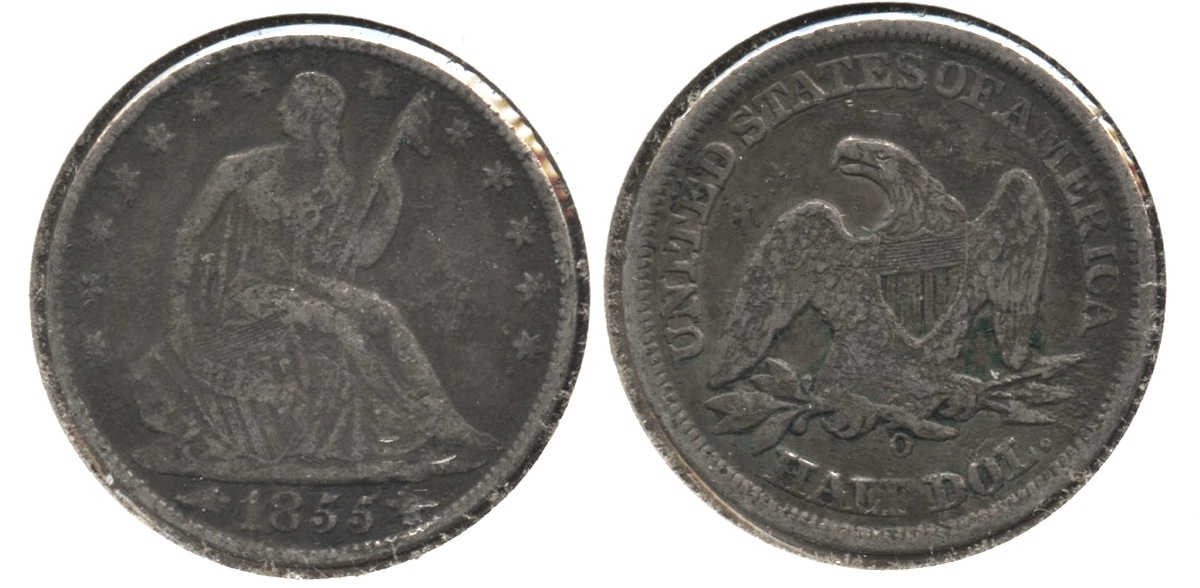 1855-O Seated Liberty Half Dollar Fine-12 Rough