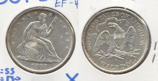 1867-S Seated Liberty Half Dollar EF-45