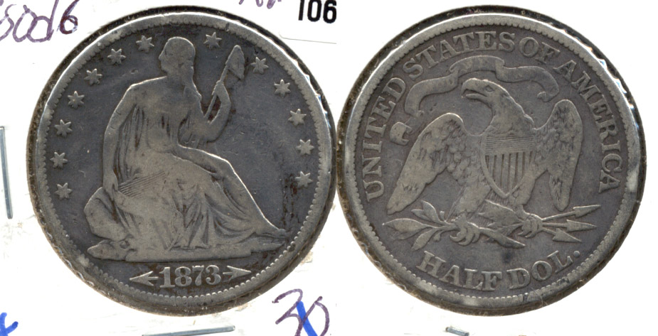 1873 Seated Liberty Half Dollar Good-6