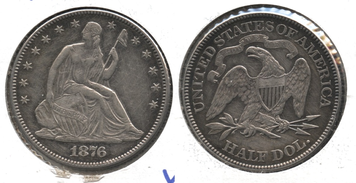 1876 Seated Liberty Half Dollar EF-40 Old Cleaning