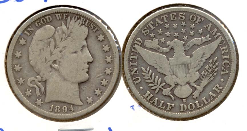 1894-S Barber Half Dollar VG-8 a