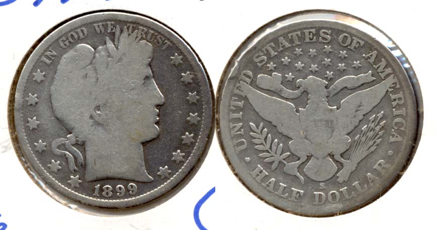 1899-S Barber Half Dollar Good-4 Reverse Ding