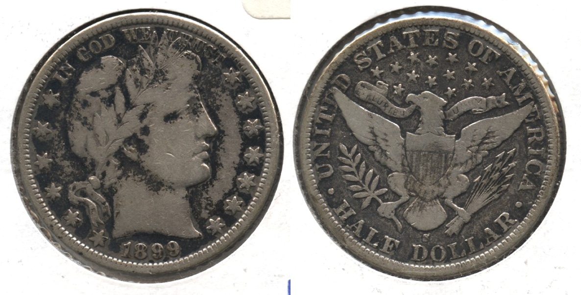 1899-S Barber Half Dollar VG-10 #a Ugly