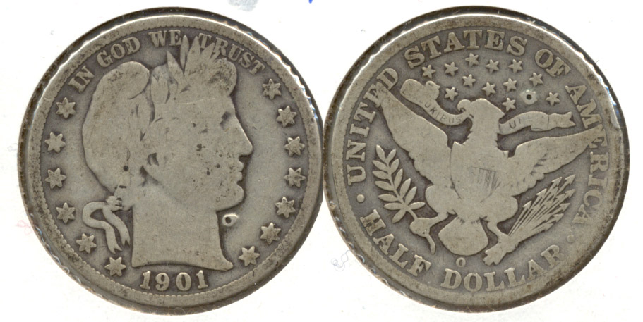 1901-O Barber Half Dollar Good-4 Obverse Tic