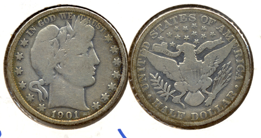 1901 Barber Half Dollar Good-6 Cleaned