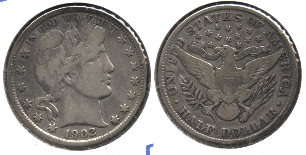 1902 Barber Half Dollar Fine-12 Light Clean