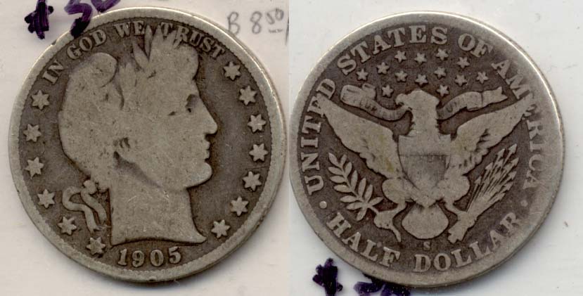1905-S Barber Half Dollar Good-4