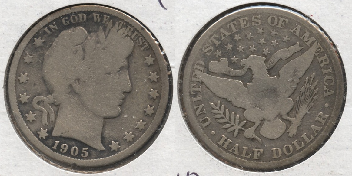 1905 Barber Half Dollar Good-4 #b Cleaned