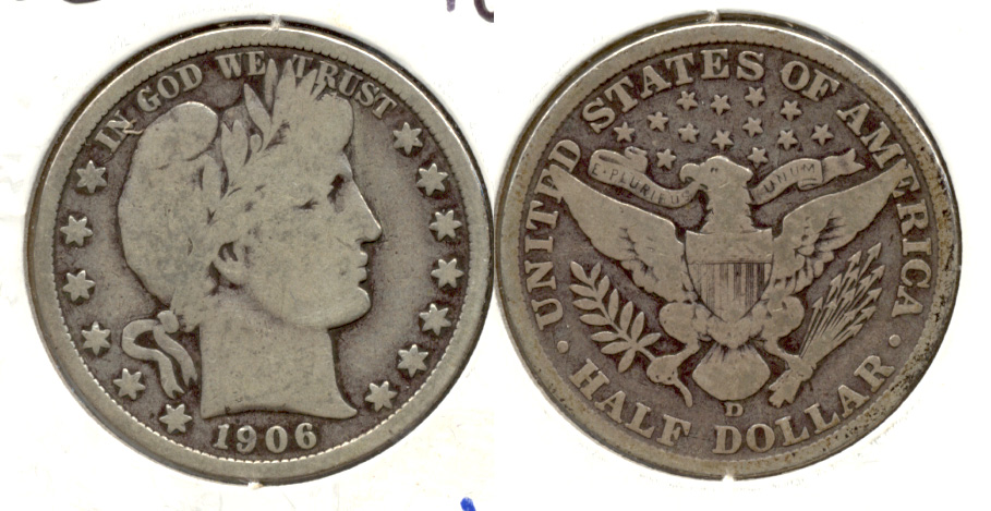 1906-D Barber Half Dollar VG-8 b
