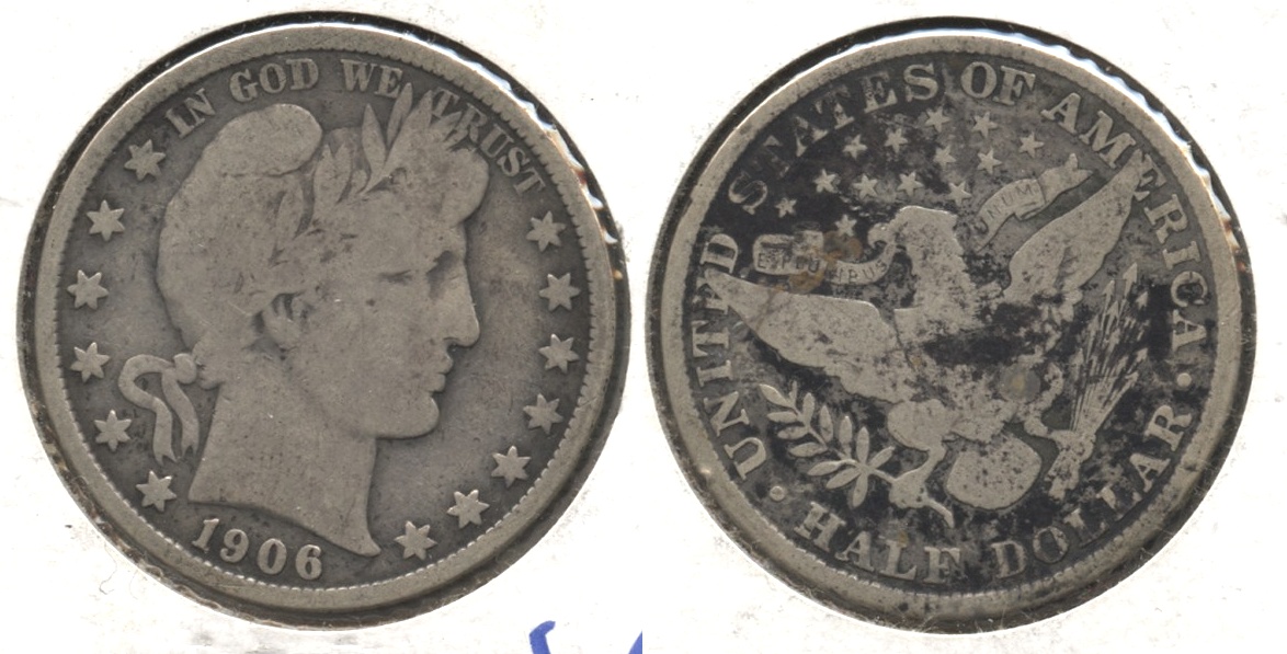 1906 Barber Half Dollar Good-4 #i Dark Reverse