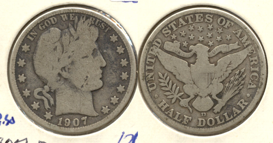 1907-D Barber Half Dollar Good-4
