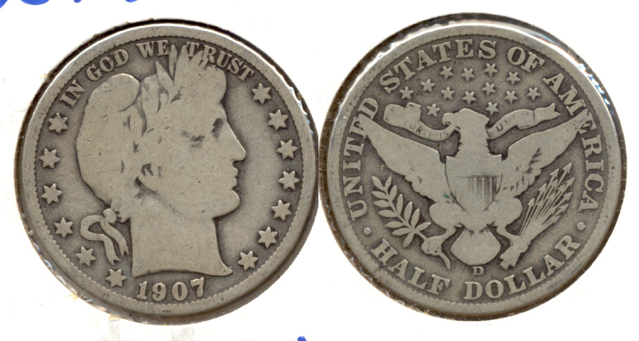 1907-D Barber Half Dollar Good-4 a