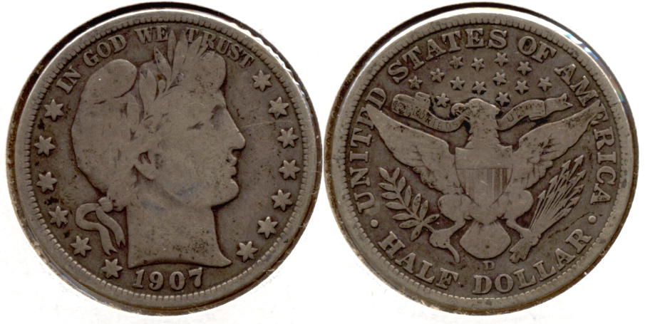 1907-D Barber Half Dollar Good-4 c