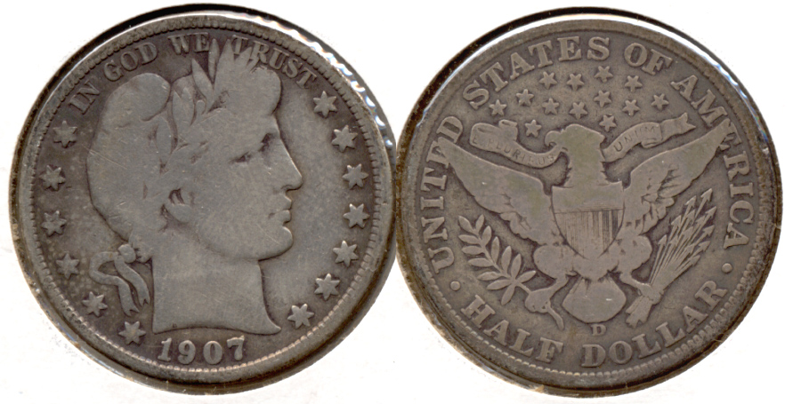 1907-D Barber Half Dollar Good-4 d