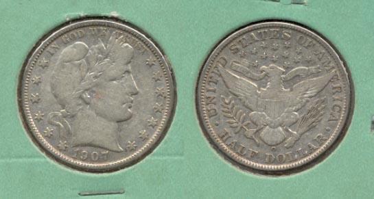 1907-O Barber Half Dollar Fine-12