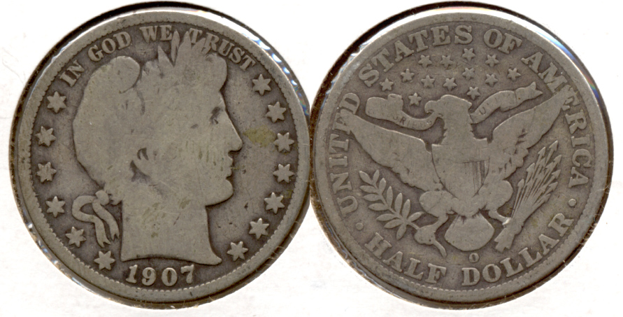1907-O Barber Half Dollar Good-4 b