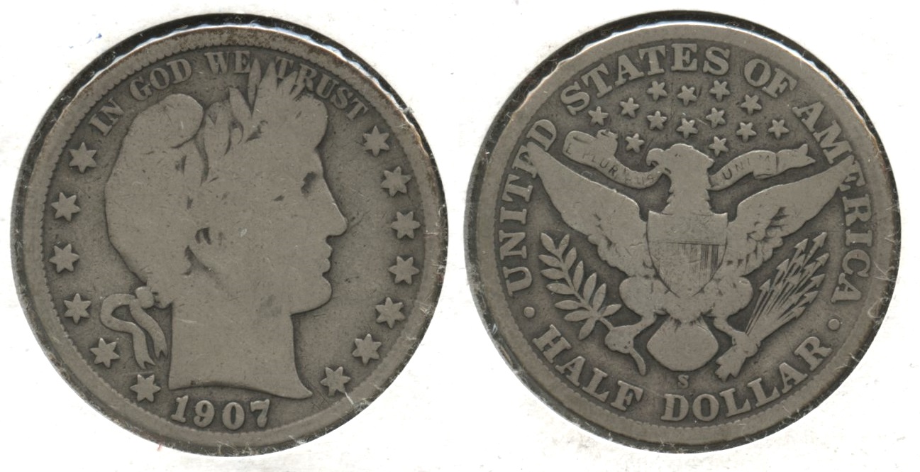 1907-S Barber Half Dollar VG-8 #c