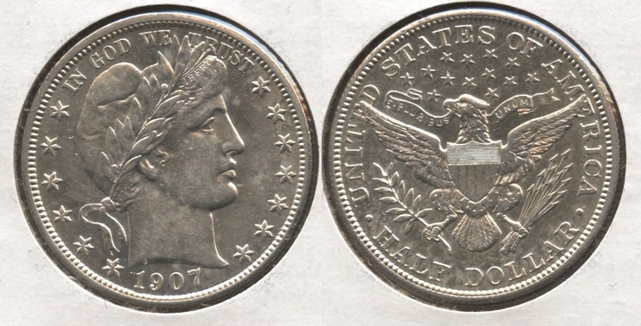 1907 Barber Half Dollar AU-50