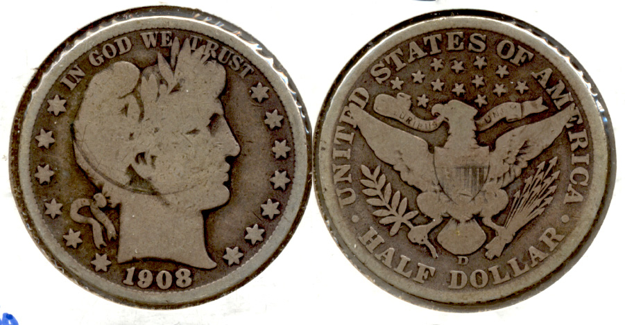 1908-D Barber Half Dollar Good-4 b