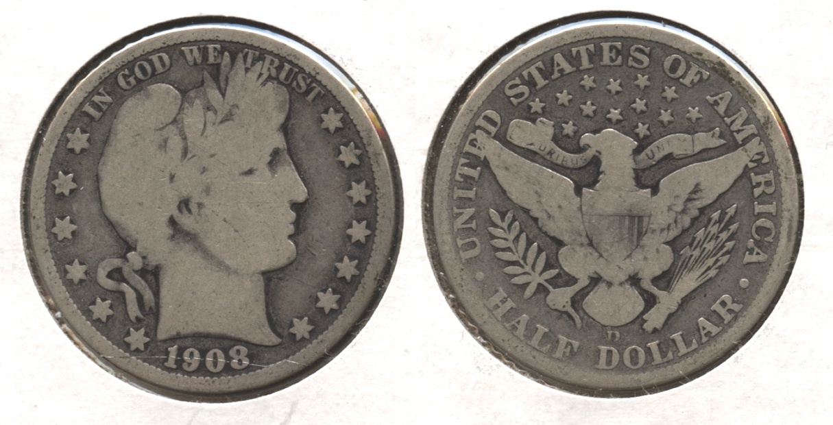 1908-D Barber Half Dollar Good-4 #i