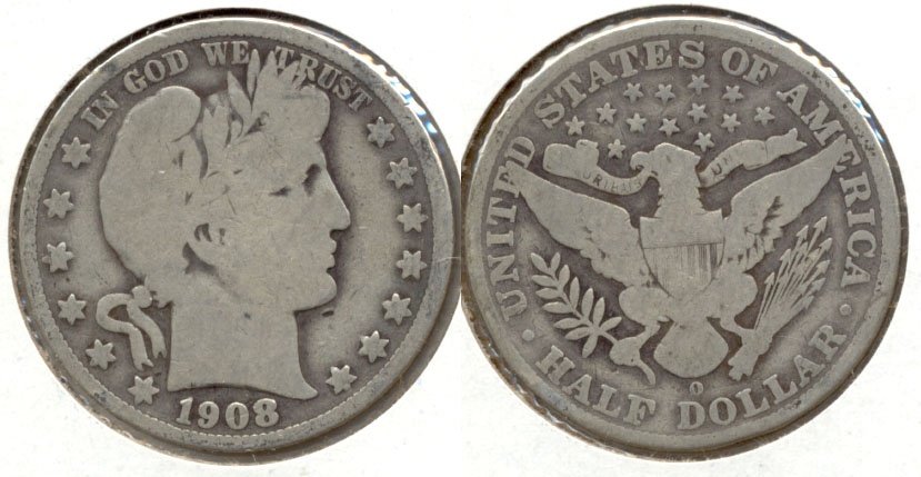 1908-O Barber Half Dollar VG-8 b