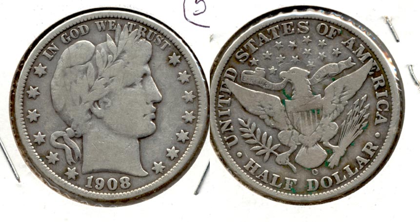 1908-O Barber Half Dollar VG-8 c