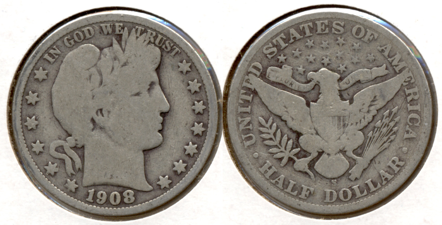 1908-S Barber Half Dollar Good-4 d