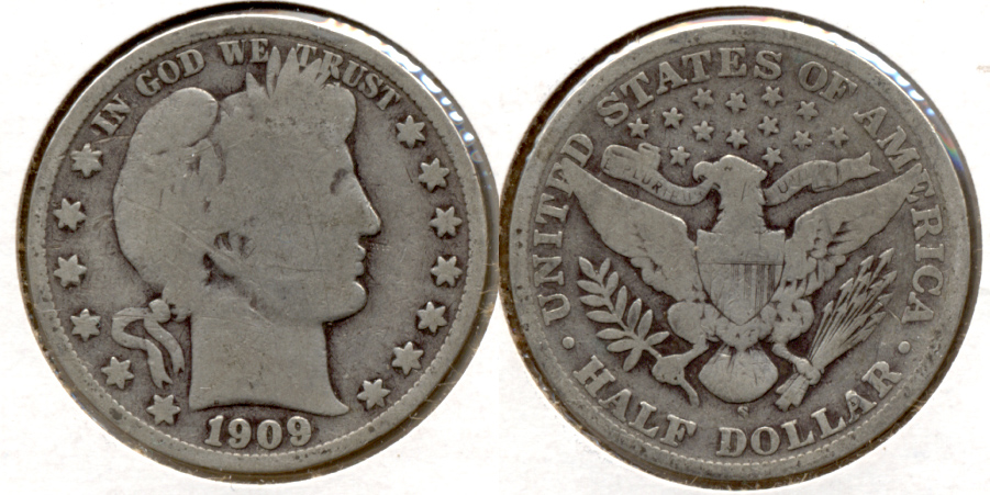 1909-S Barber Half Dollar Good-4 b