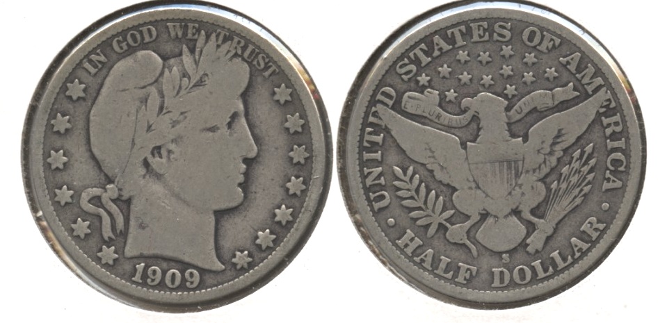 1909-S Barber Half Dollar VG-8 b