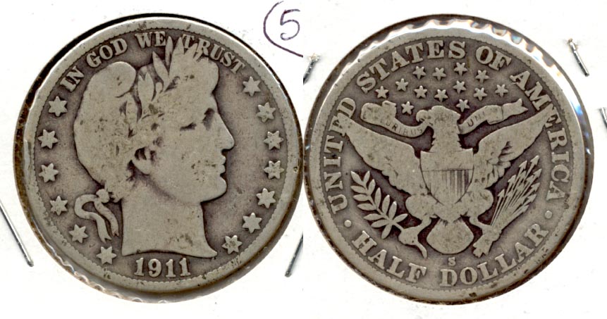 1911-S Barber Half Dollar Good-4