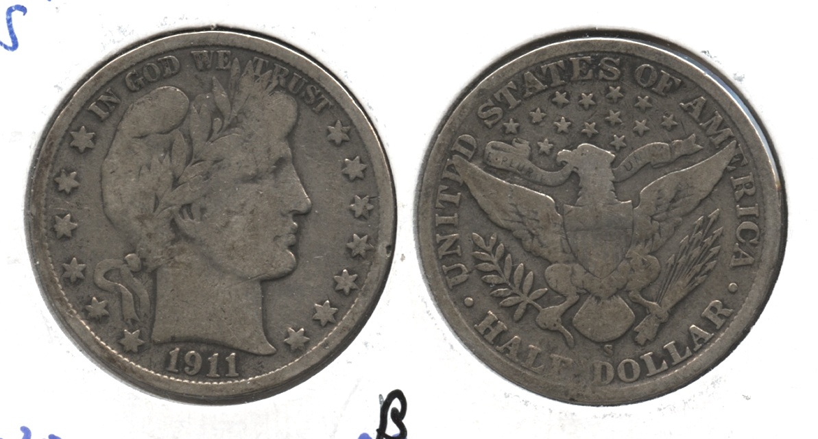 1911-S Barber Half Dollar VG-8 #g