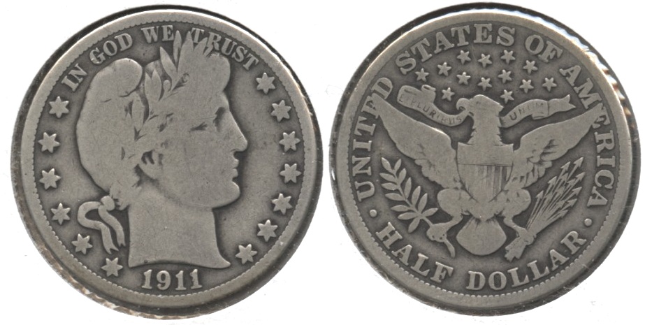 1911 Barber Half Dollar VG-8 b