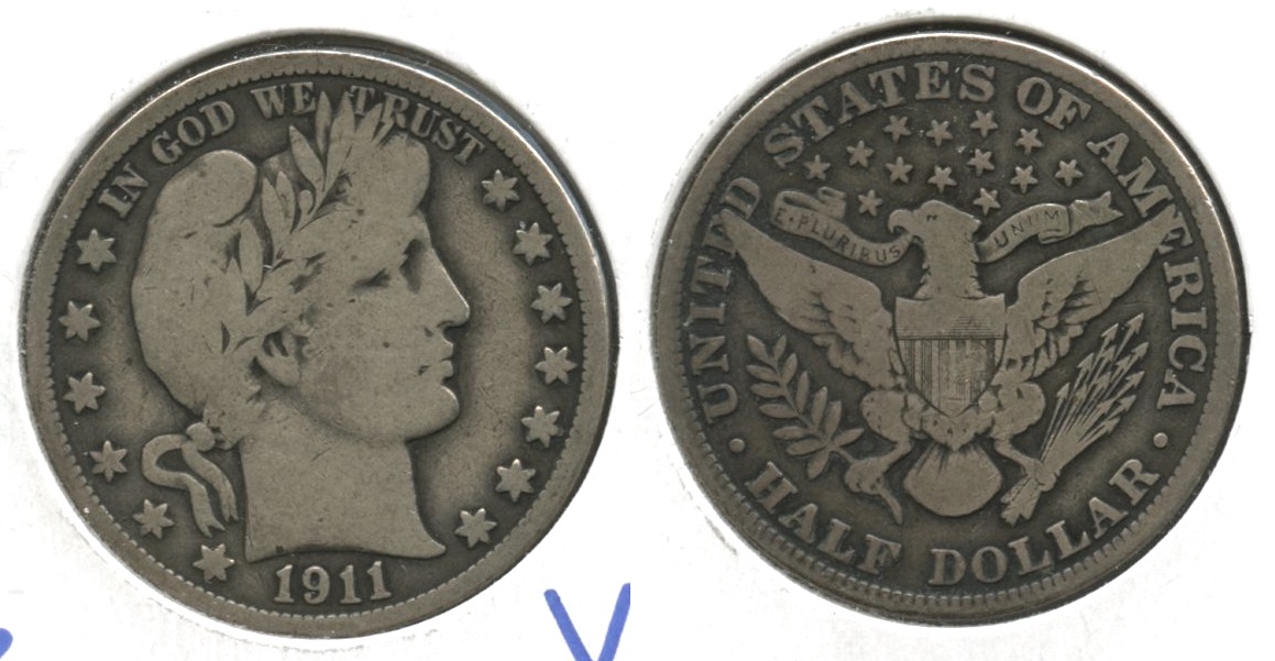 1911 Barber Half Dollar VG-8 #k