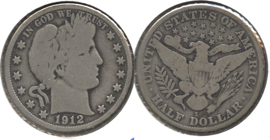 1912-S Barber Half Dollar Good-4 c