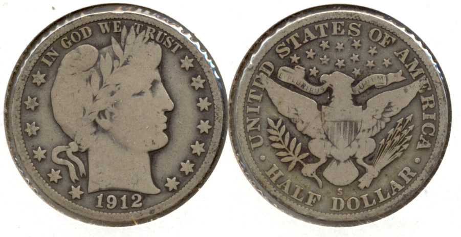 1912-S Barber Half Dollar Good-6 a