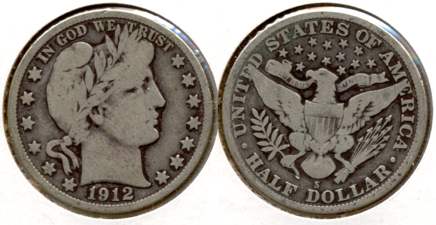 1912-S Barber Half Dollar Good-6 b