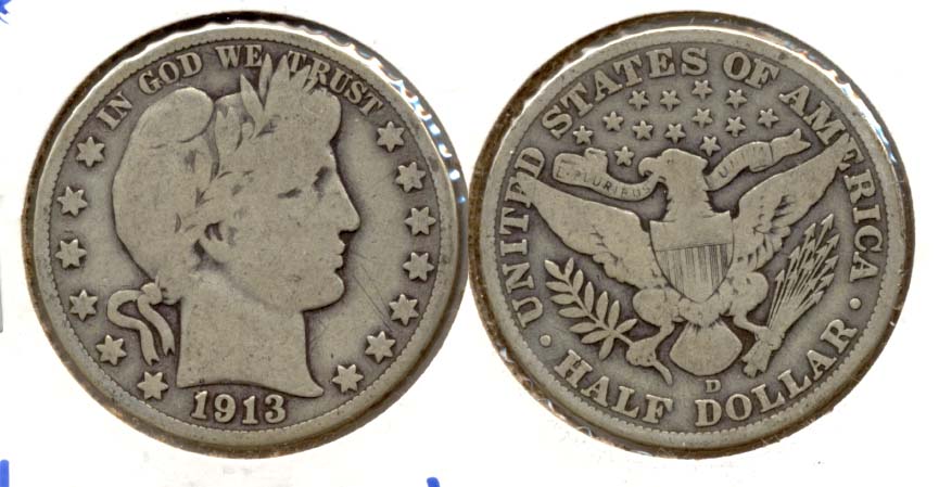 1913-D Barber Half Dollar Good-6