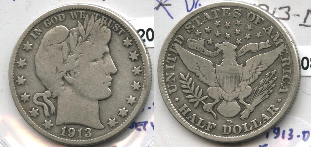 1913-D Barber Half Dollar VG-10