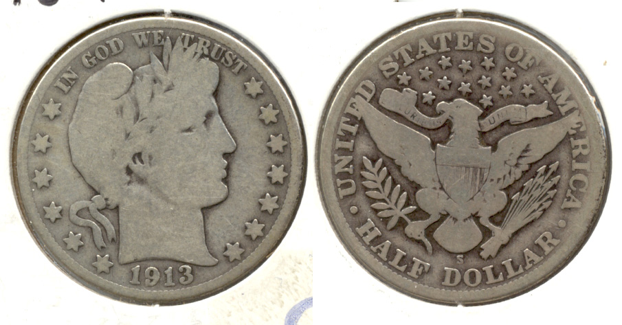 1913-S Barber Half Dollar Good-4 b