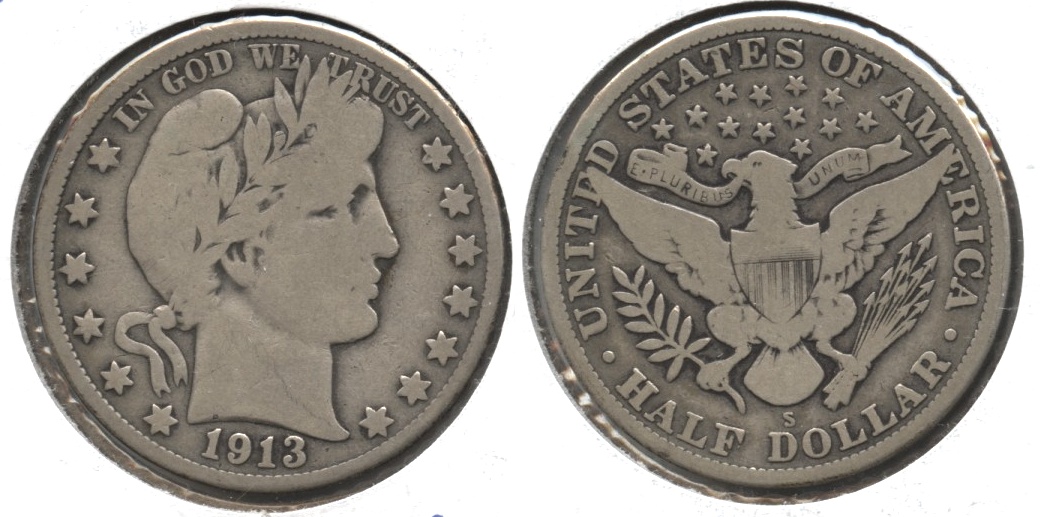 1913-S Barber Half Dollar VG-8 #c