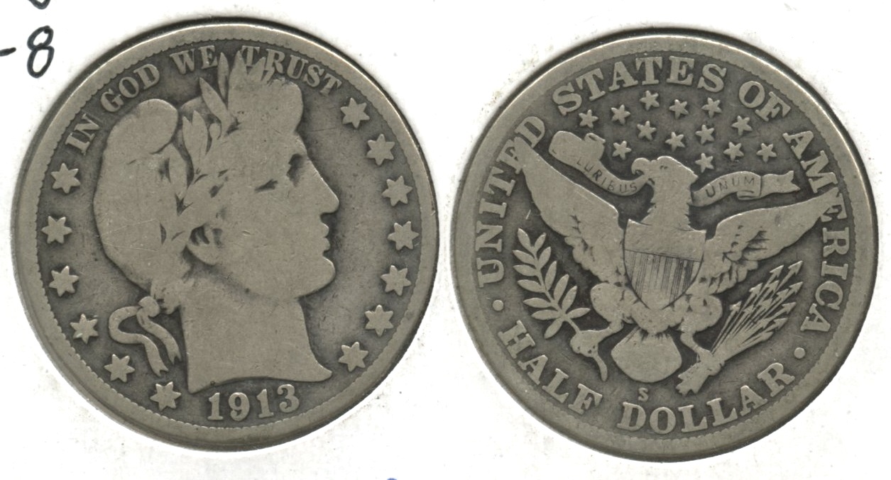 1913-S Barber Half Dollar VG-8 #e
