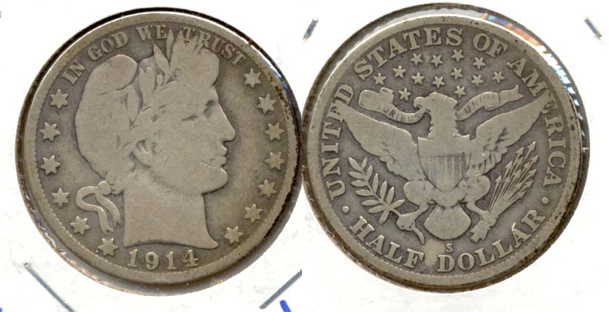 1914-S Barber Half Dollar VG-8