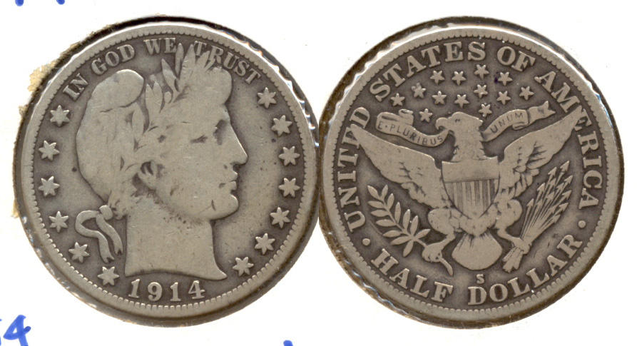 1914-S Barber Half Dollar VG-8 a