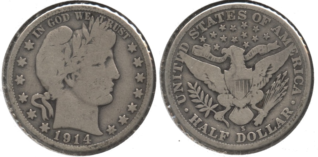 1914-S Barber Half Dollar VG-8 #d