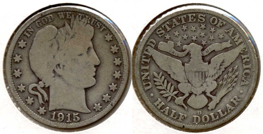 1915-D Barber Half Dollar Good-4 a