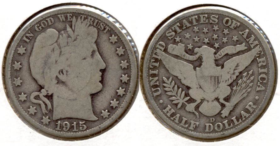1915-D Barber Half Dollar Good-4 b
