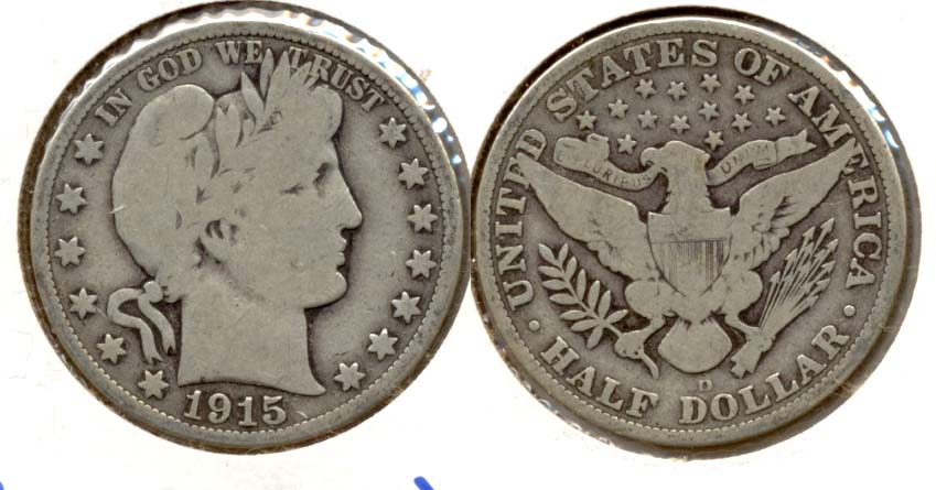 1915-D Barber Half Dollar VG-8 b